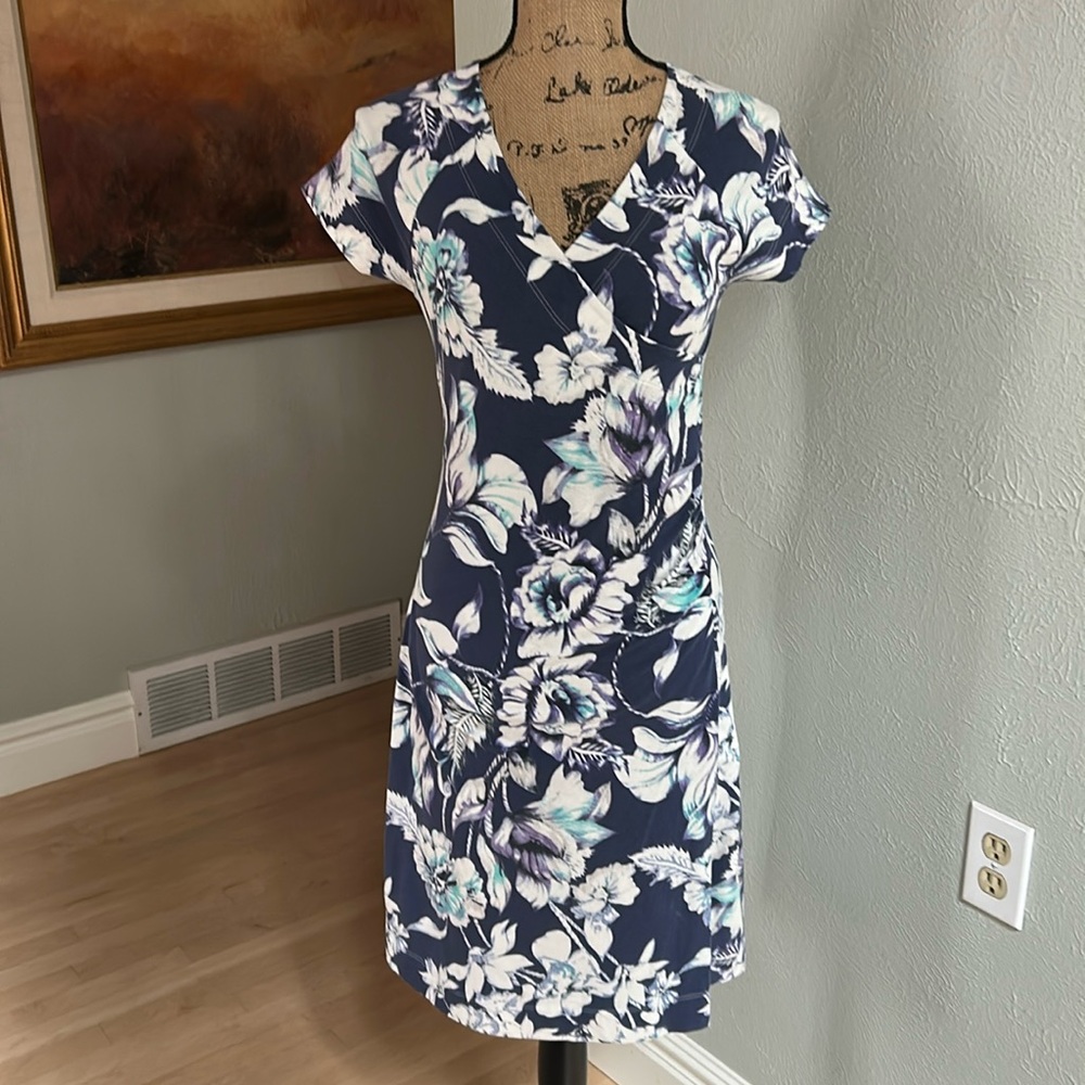 Soft Surroundings Pull Over Fitted Print Dress, Size XS.